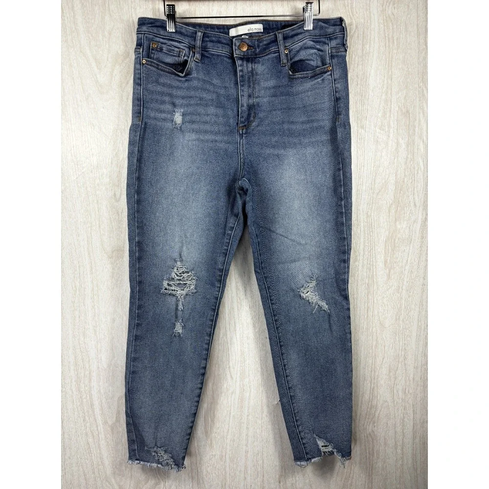 Ella Moss Skinny Jeans Womens 32 Light Wash‎ High Rise Distressed Denim Ankle